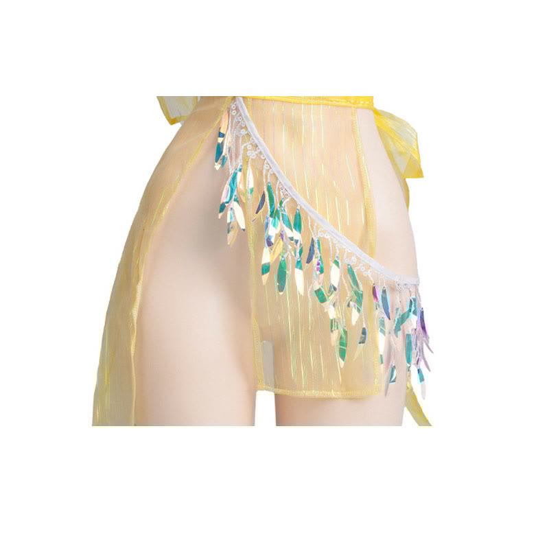 Tube Top Lace-up See-through Skirt Uniform Lingerie