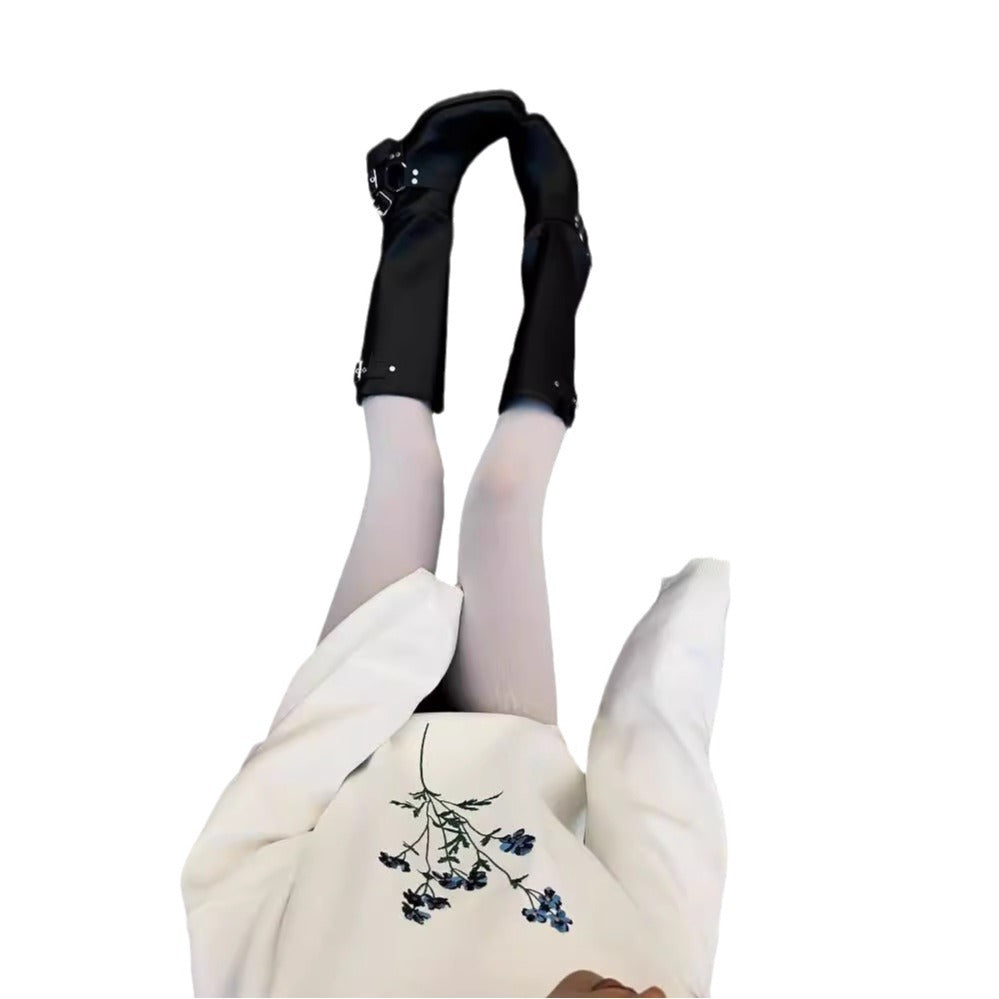 Floral Embroidered Crew Neck Sweater for Autumn