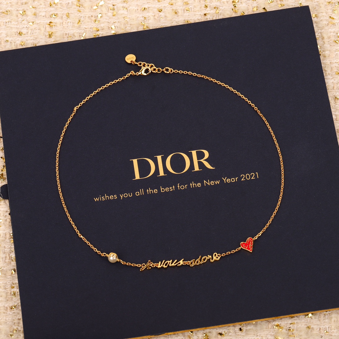 Dior Chinese Valentine's Day limited edition red heart letter necklace