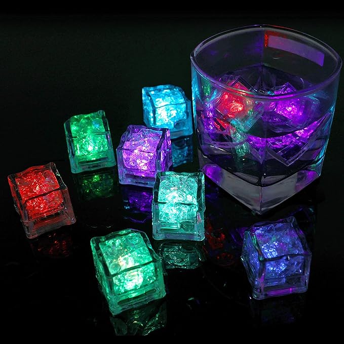 🧊🧊Multi-color Flashing LED Illuminated Ice Cubes - (Unique Party Supplies)