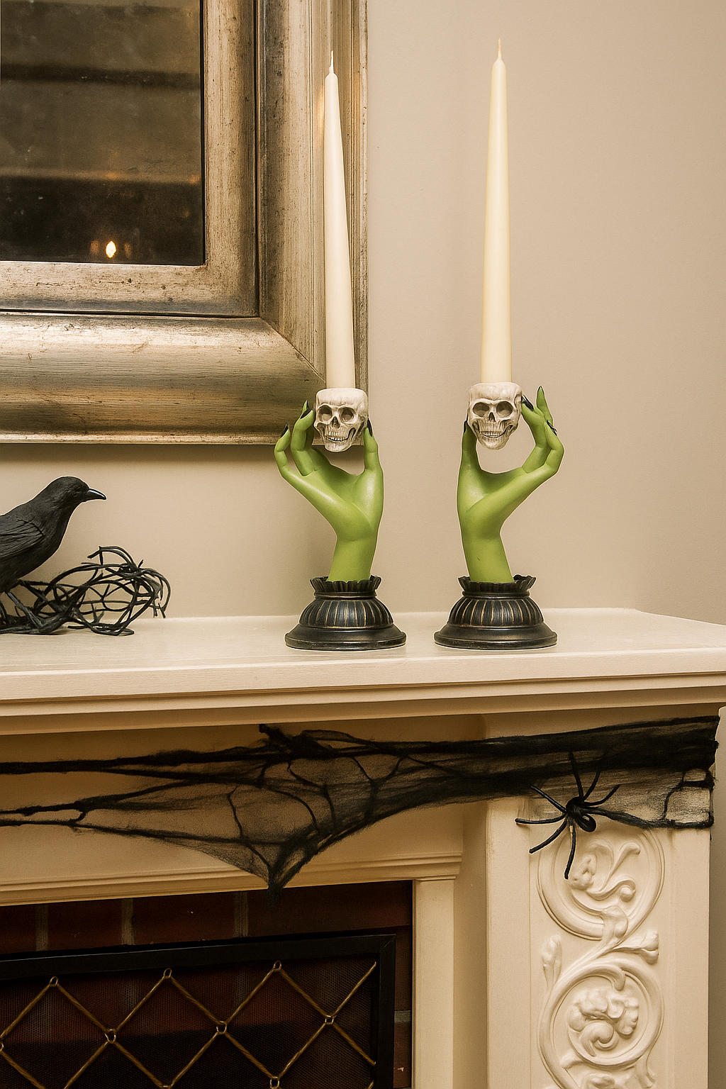 💥ON SALE💥Stewart Green Witch Hands Halloween Candle Holders