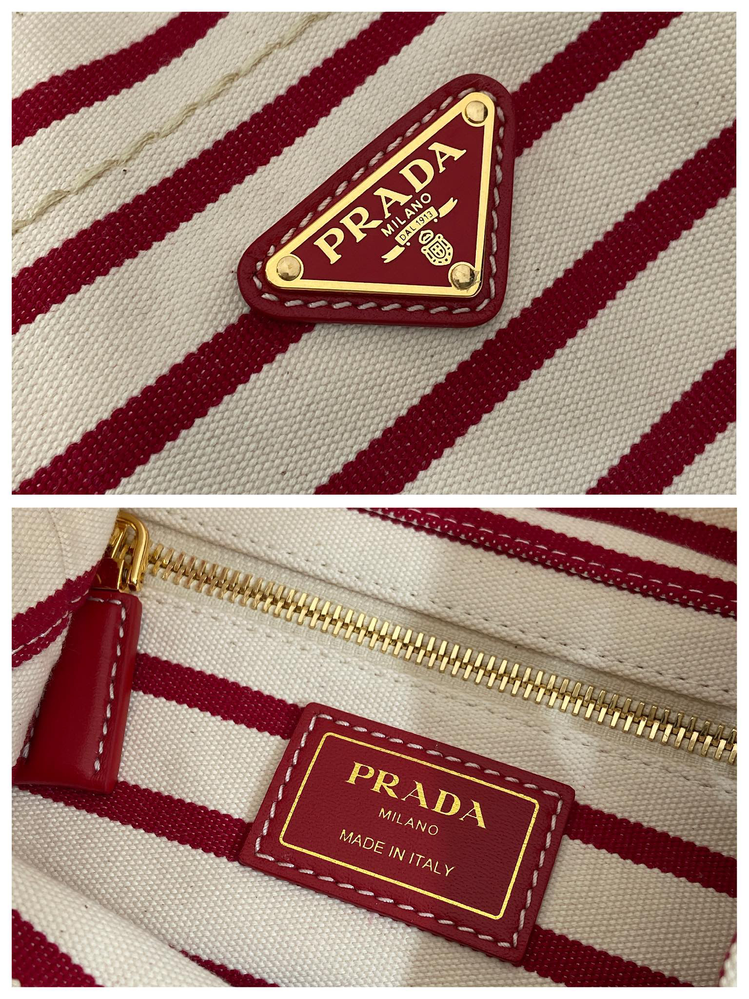 Prada New Striped Bucket Bag 1BE082