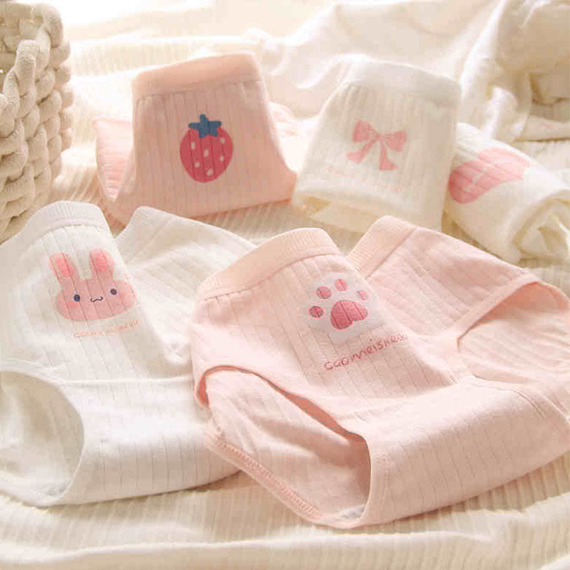 5 Pack Stripe Bunny Print Panty Set