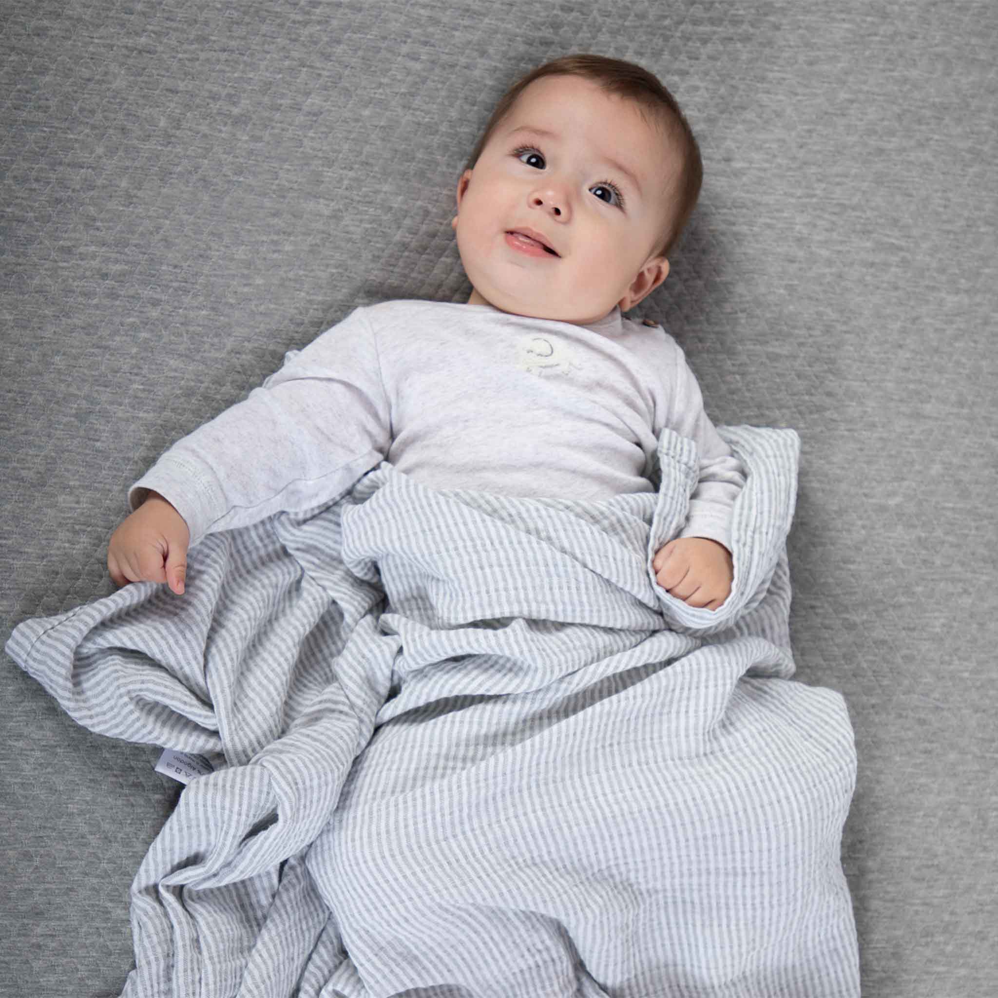 Muselina Raya Gris