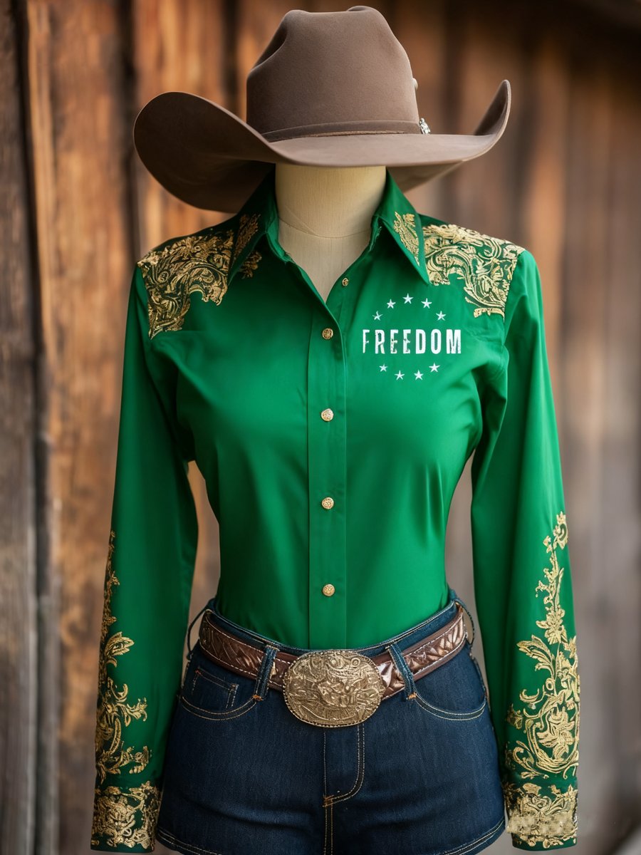 Women's Vintage FREEDOM Western Long Sleeve Shirt
