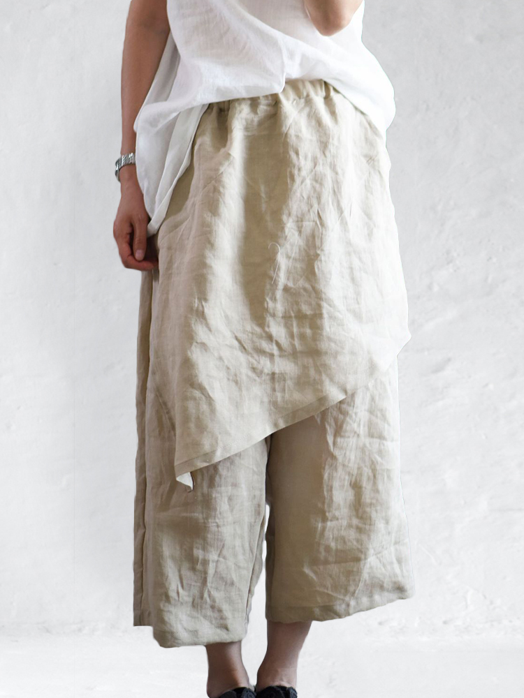 Irregular Apron Patch Wide Leg Pants