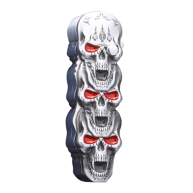 Skull lighter refillable with retractable knife