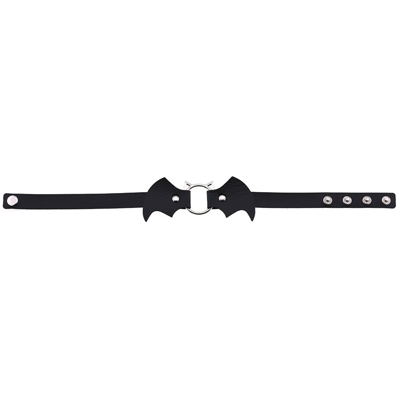 Bat Wings Vampire Kitty Leather Collar