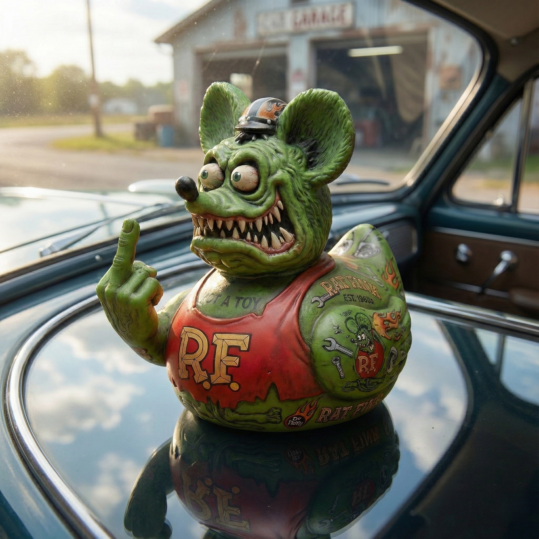 Rat Fink Rebel Duck Figurine