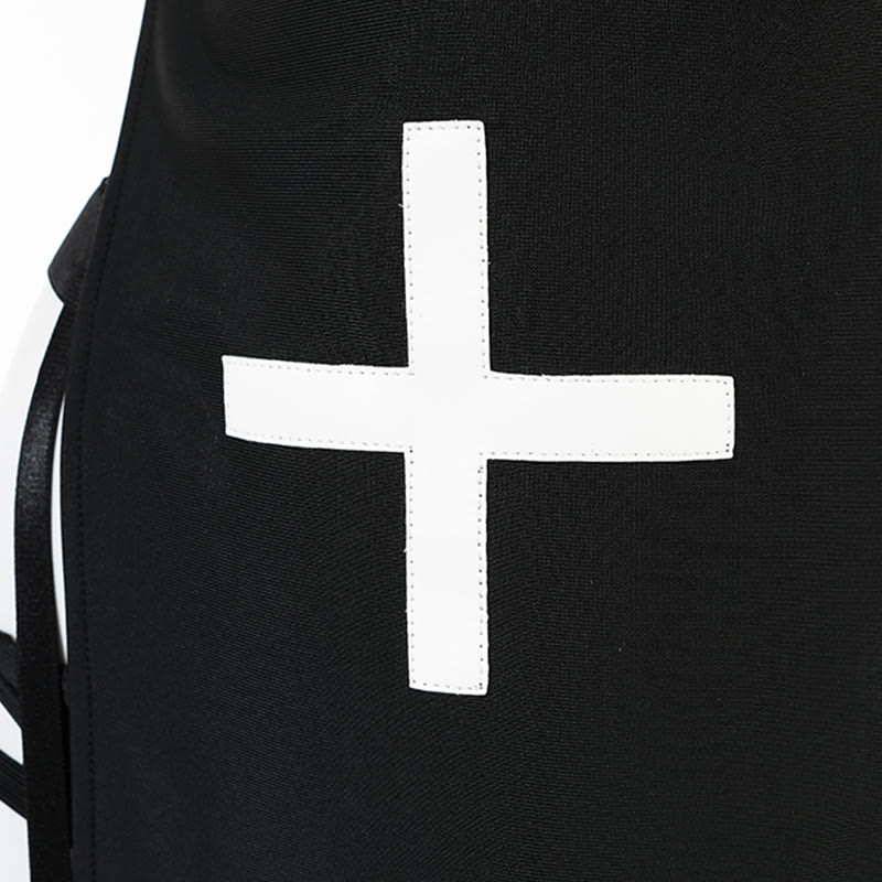 Nun Cross Hollow Out Slit Lingerie Dress Set