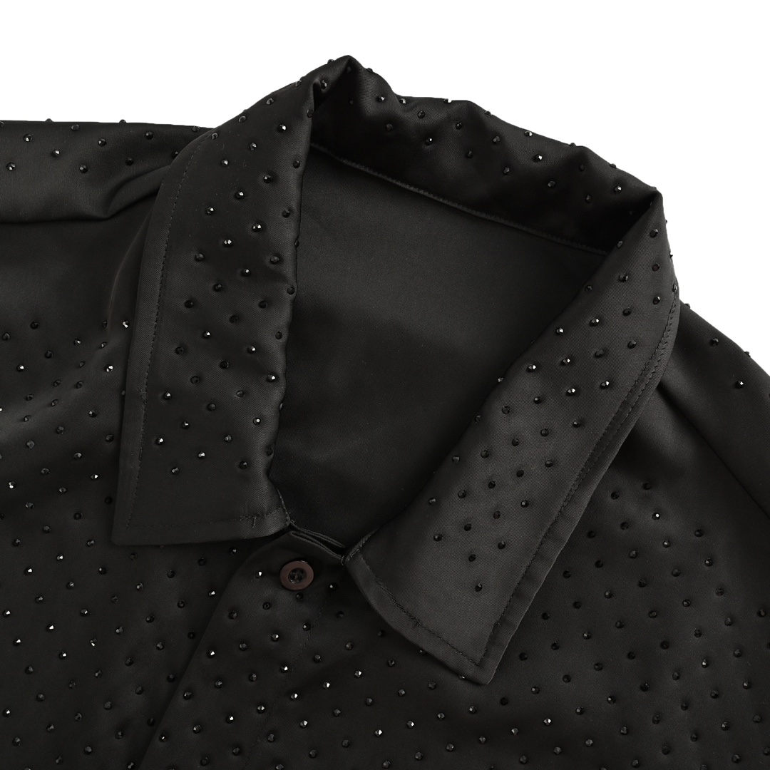Balenciaga 24Fw rhinestone satin long-sleeved shirt