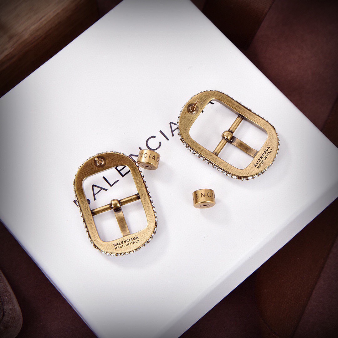 Balenciaga belt buckle diamond earrings