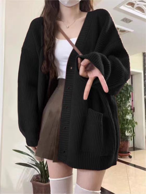 Women's Loose-Fit Knitted Cardigan Sweater Coat