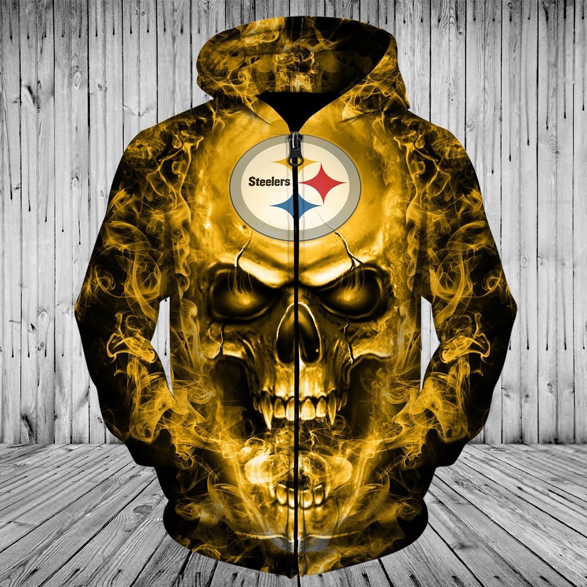 STEELERS 3D HOODIE SKULL 84