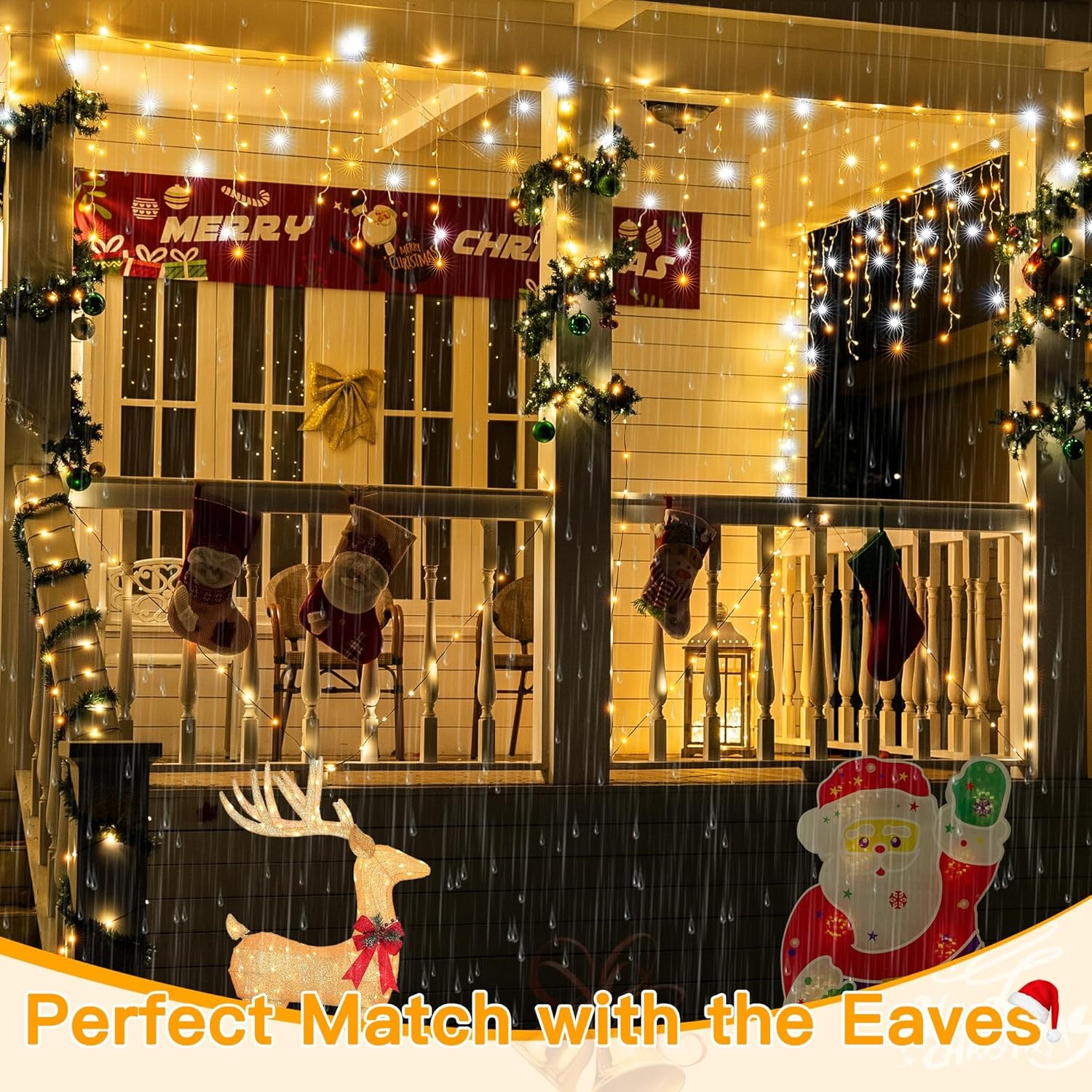 🏆Flash Sale⚡Icicle Lights for Outside 486LED with Remote 8Modes Timers Waterproof, Plug in Connectable