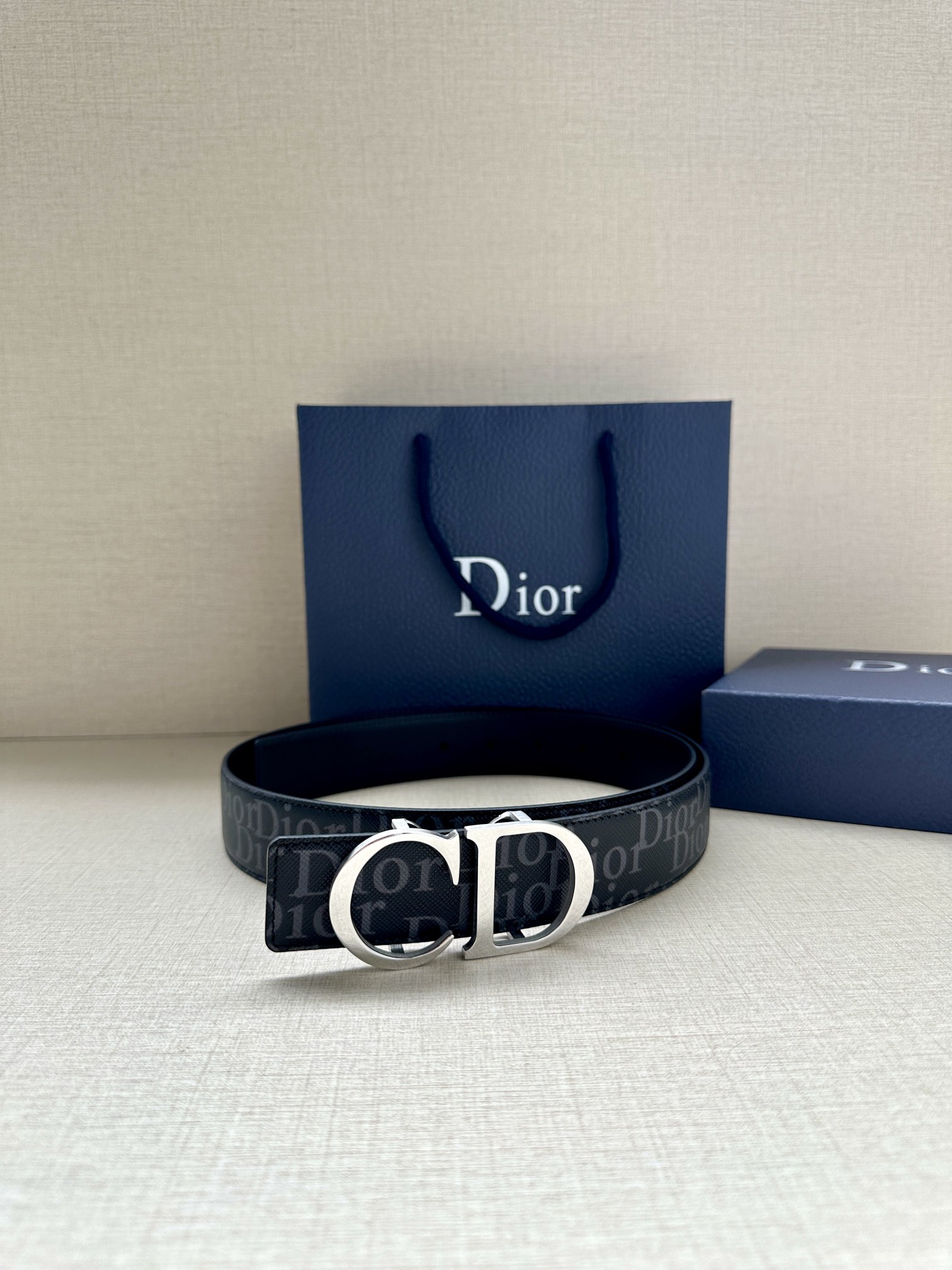 Dior Oblique Galaxy printed leather belt 3.5CM wide