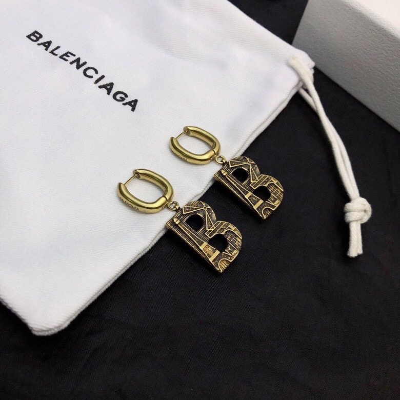 Balenciaga BB shallow carving earrings