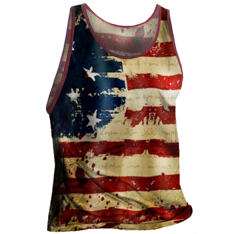 Vintage American Flag Men's Outdoor Tactical BeachTank Top