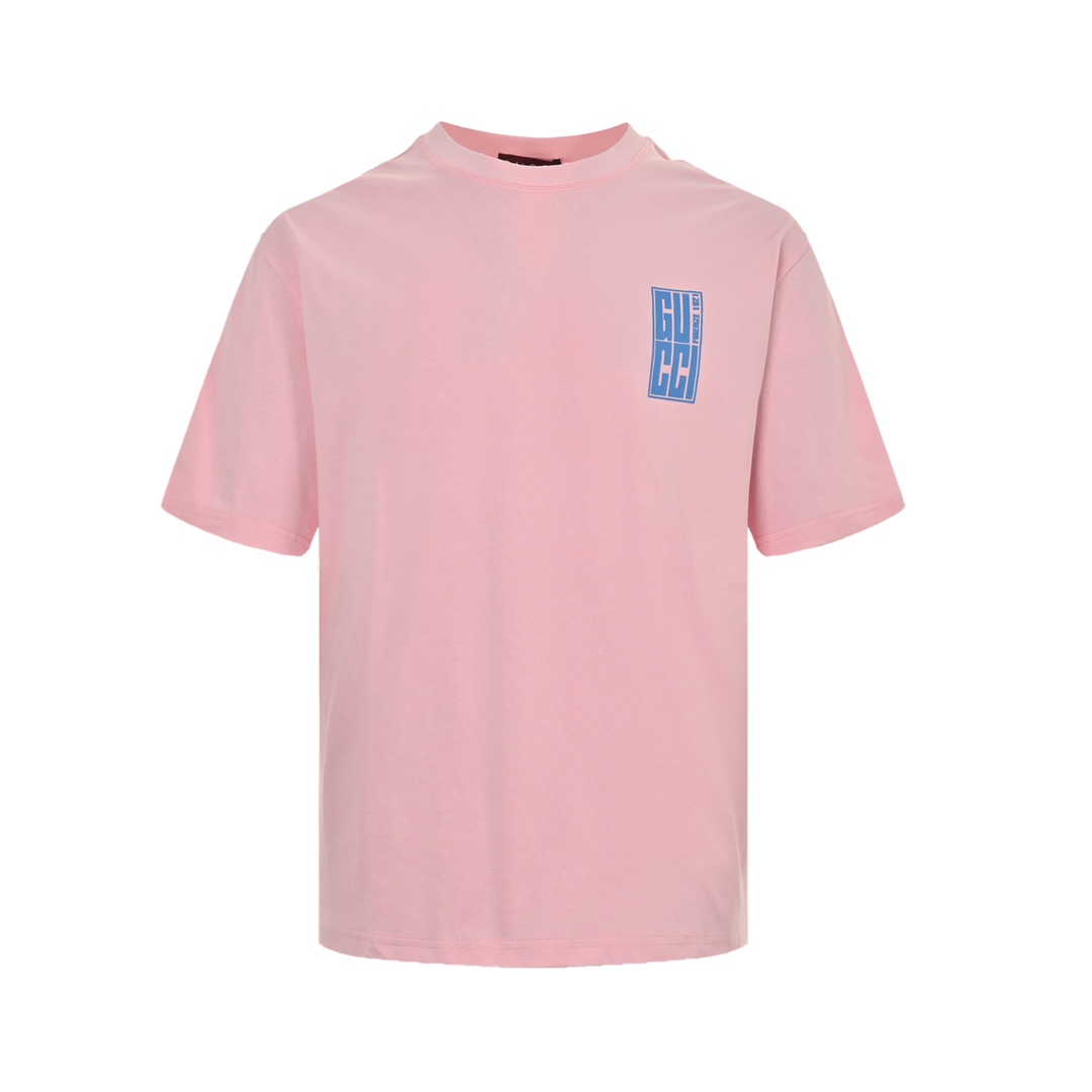 Gucci 24ss rectangular printed logo short sleeves