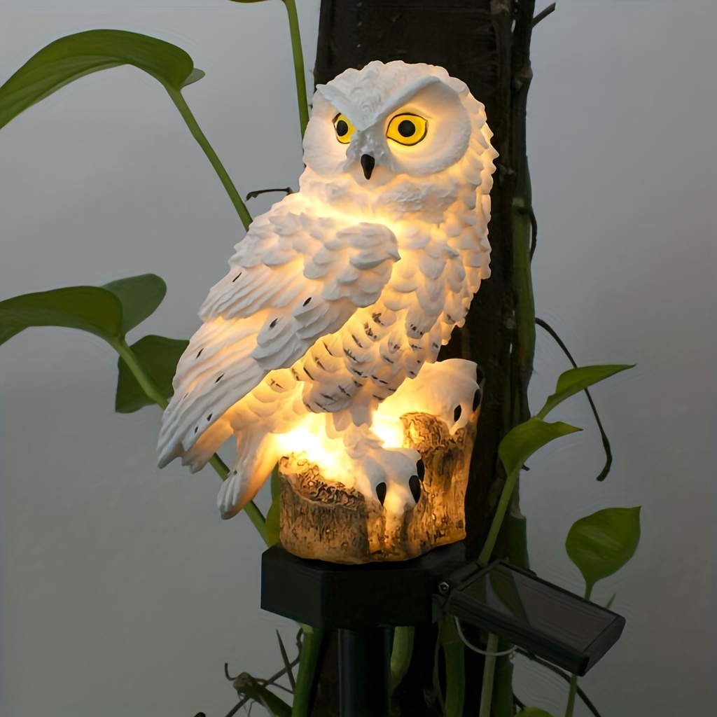 1pc Garden Solar Lights Outdoor Decorative Resin Owl Solar LED Lights With Stake For Garden Lawn Pathway Yard Decortion