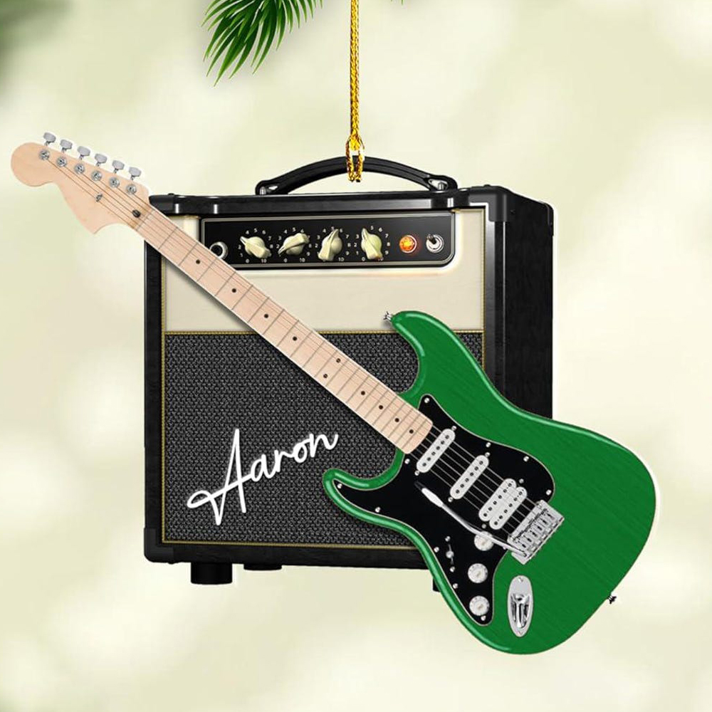 Custom Electric Guitar Christmas Ornament 2024