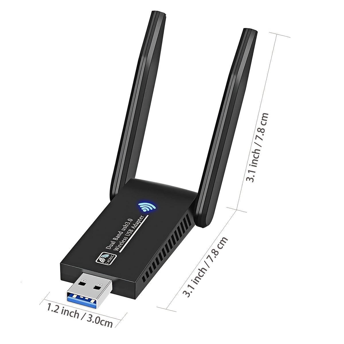 1300Mbps USB WiFi Adapter For PC Dual 5dBi Antenna Wireless Adapter For Desktop Laptop Compatible With Windows 10/7/8/8.1/XP