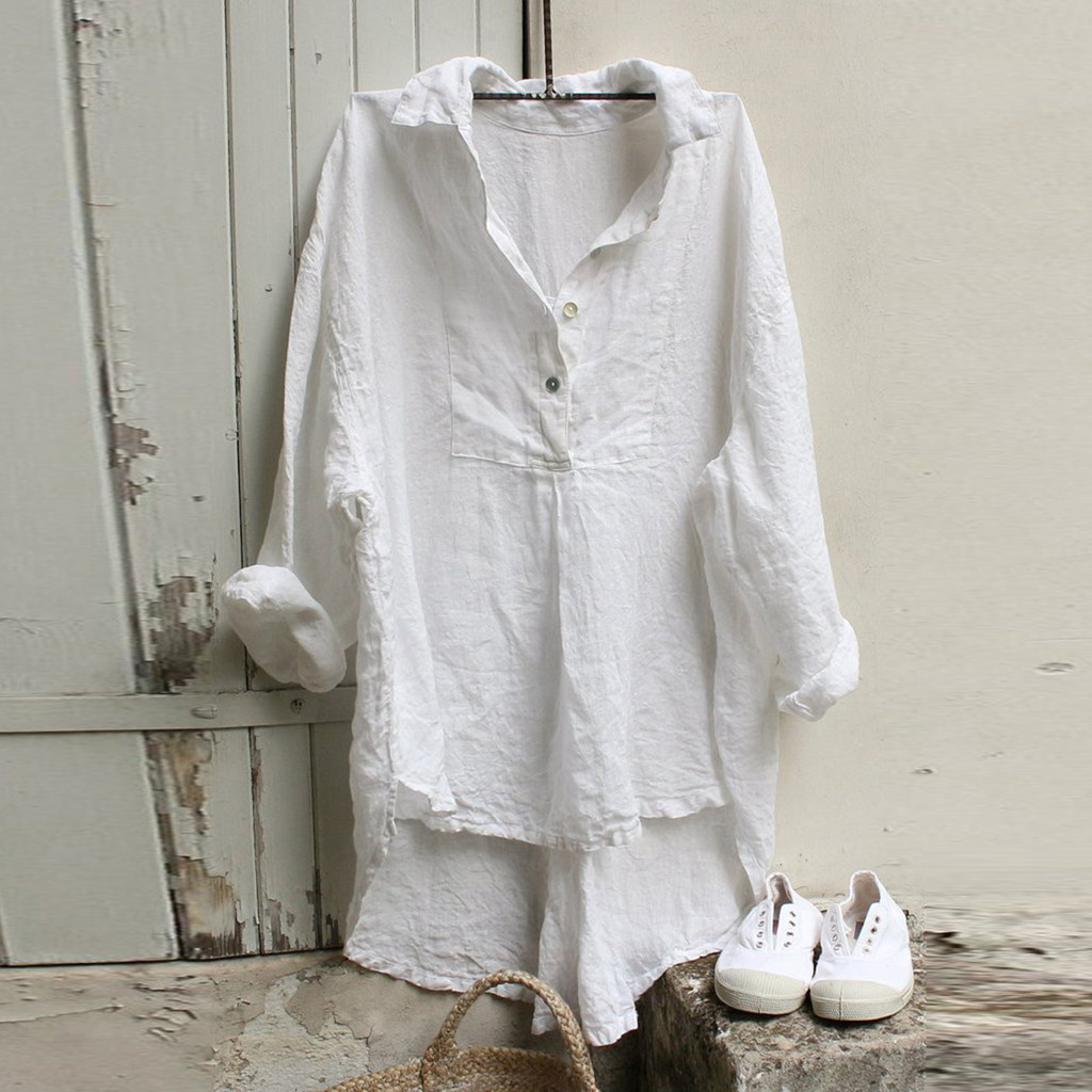Loose Solid Color Long Sleeved Blouse