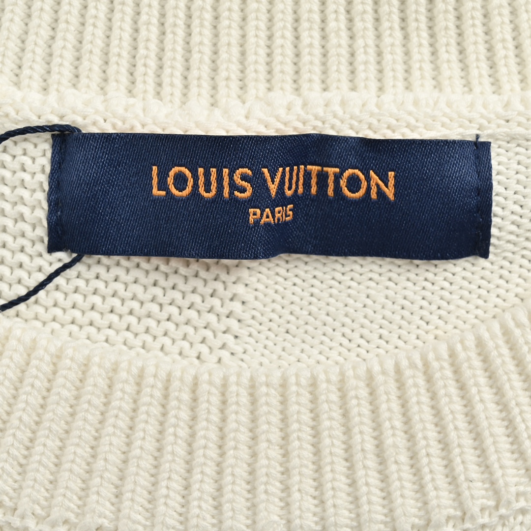 Louis Vuitton 24Fw safety pin checkerboard knit sweater