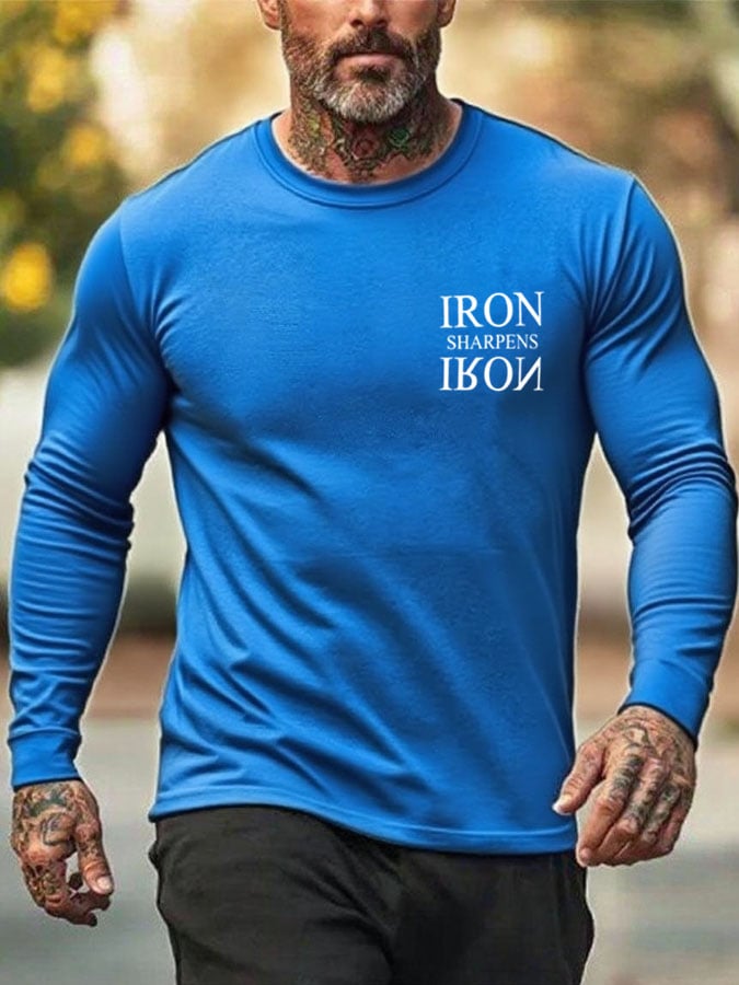 Men's Iron Sharpen Iron Printed Christian T-shirt