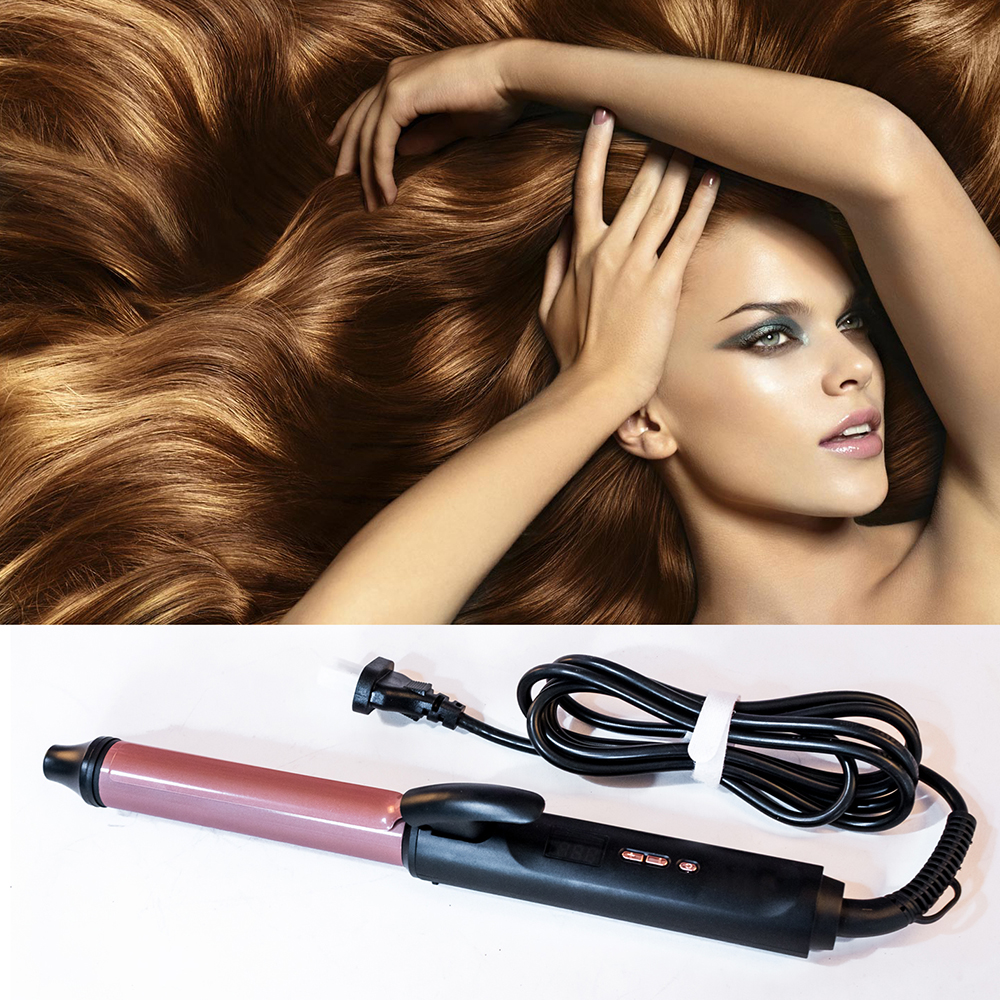 Professional Style Hair Curls Waves 9mm/26mm Rose Gold Electric hair curling wand Dual Voltage Anti-scalding hair curler iron