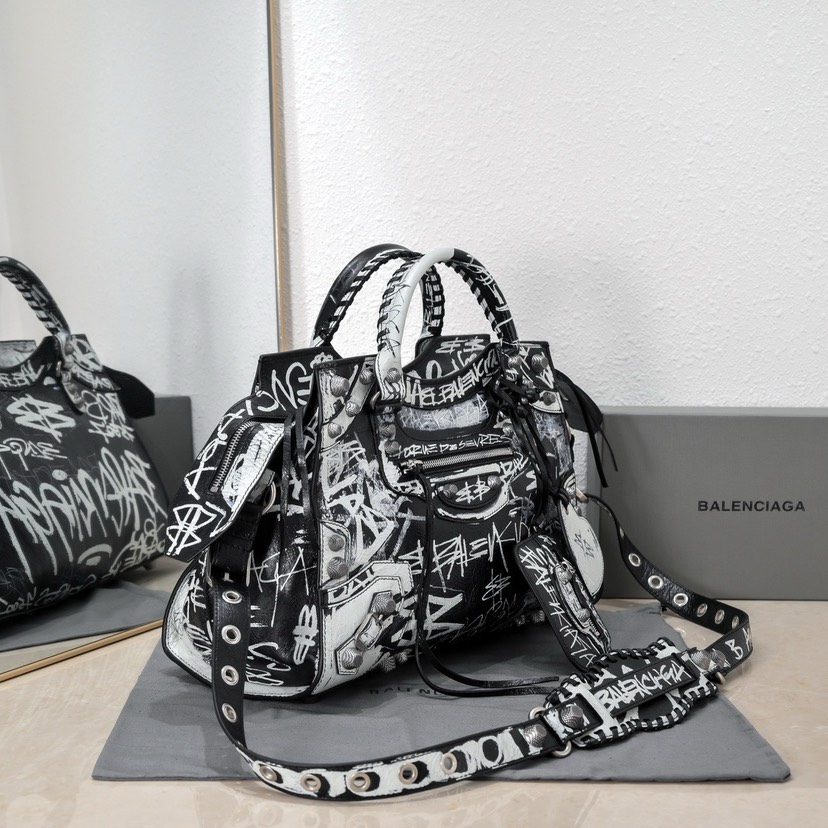Balenciaga Graffiti Bowling Bag Large