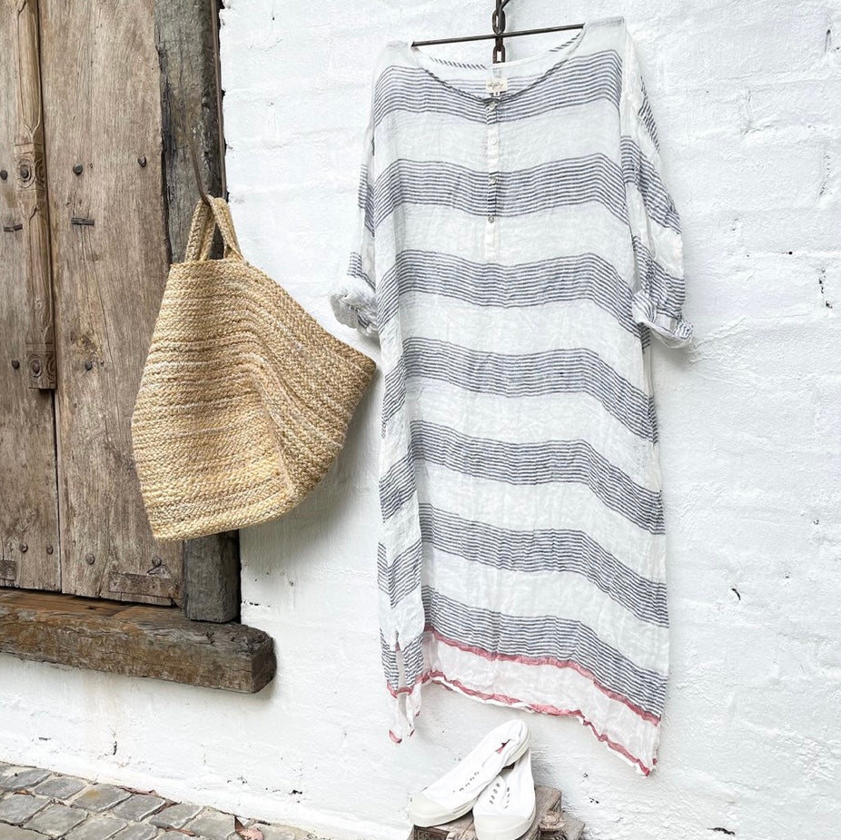 Minimalist Striped Comfortable Long Sleeved Midi Dress