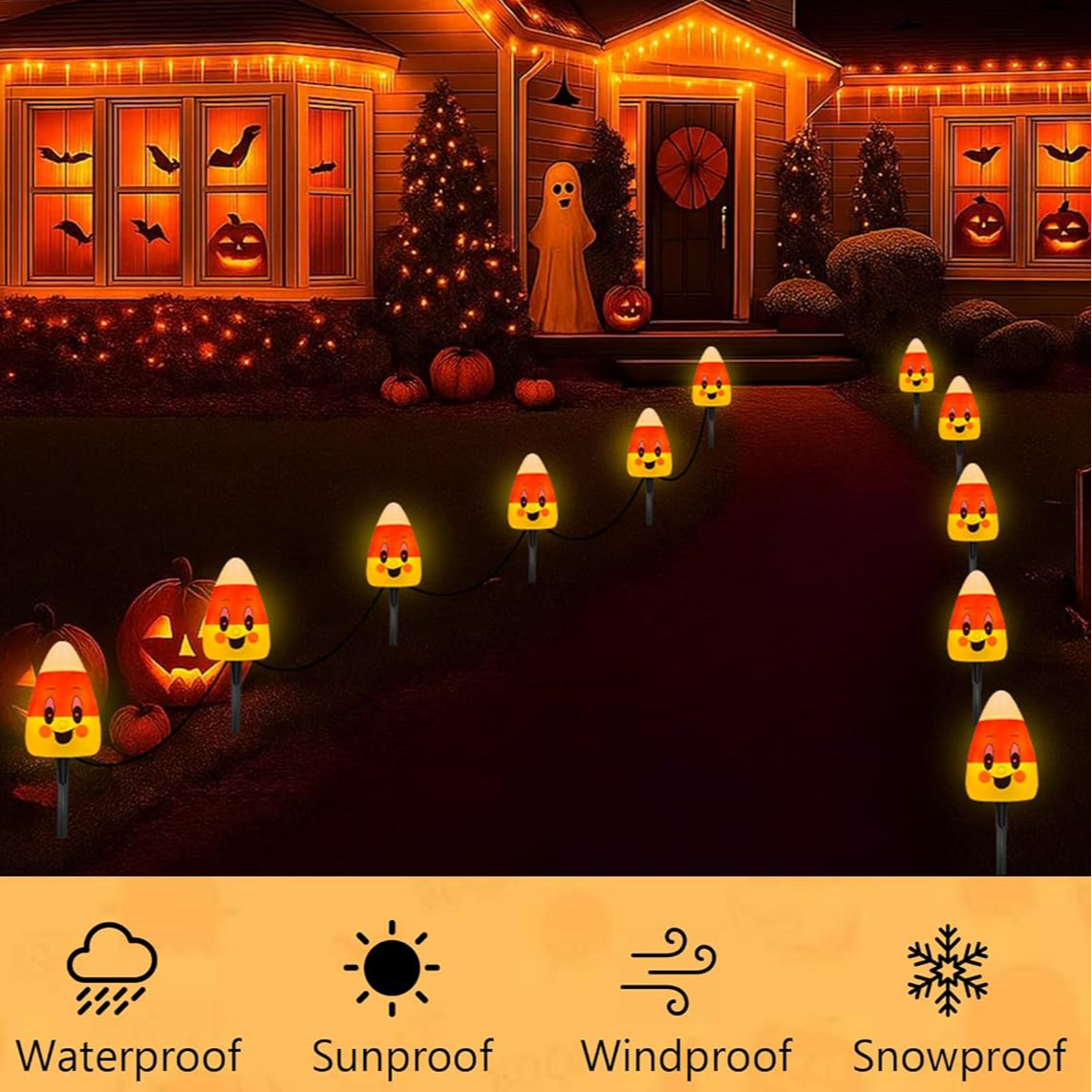 💥ON SALE💥Halloween 3D Candy Corn Pathway Outdoor String Lights, Waterproof🍬✨