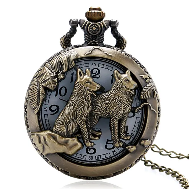 Bronze Hollow Out Chinese Twelve Zodiac Design Animal Quartz Pocket Watch for Men Women with Necklace Chain Gift reloj