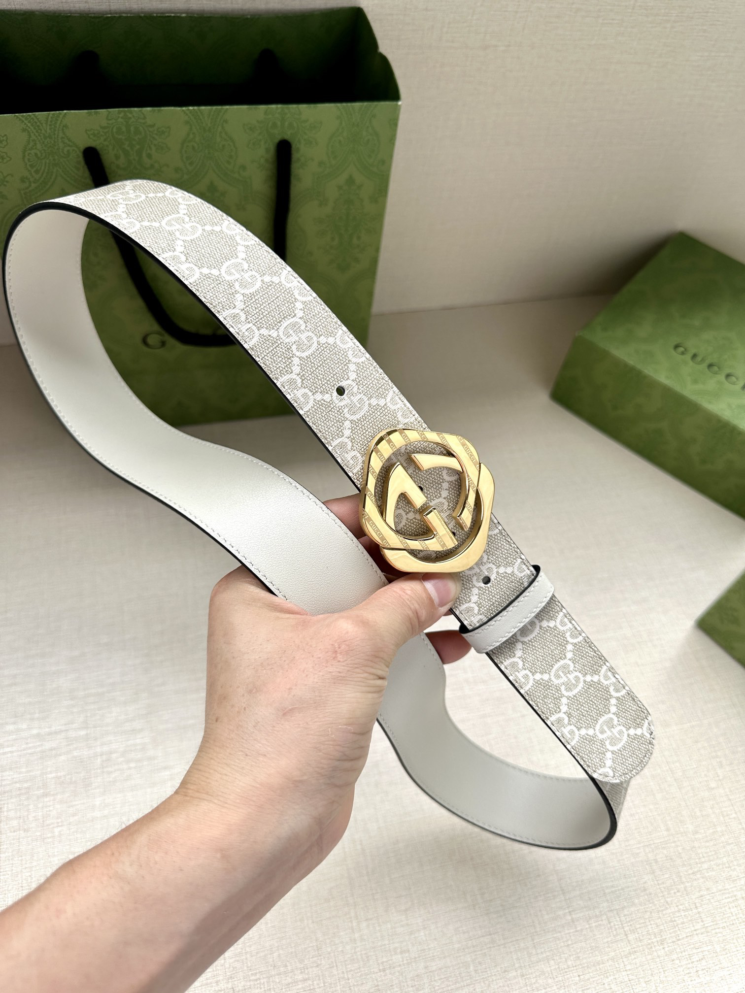 Gucci Marmont printed leather belt 3.8cm wide