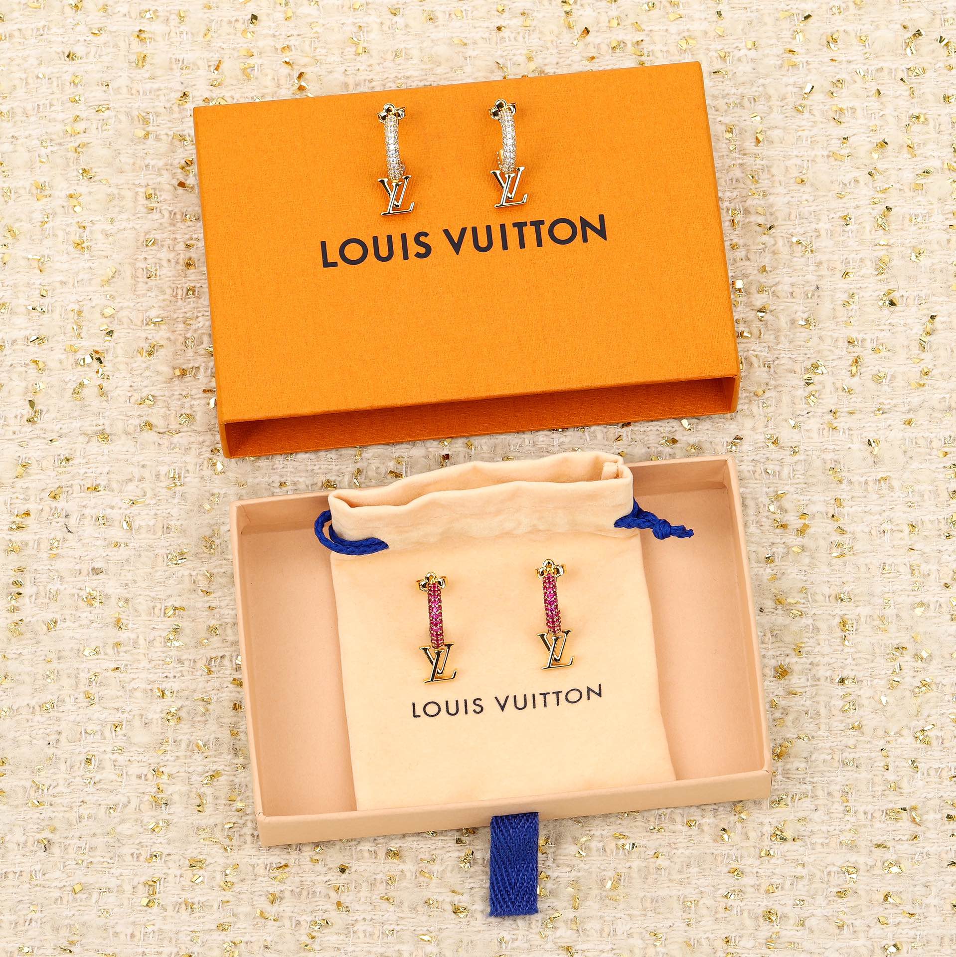 Louis Vuitton Full Diamond Half Circle Earrings