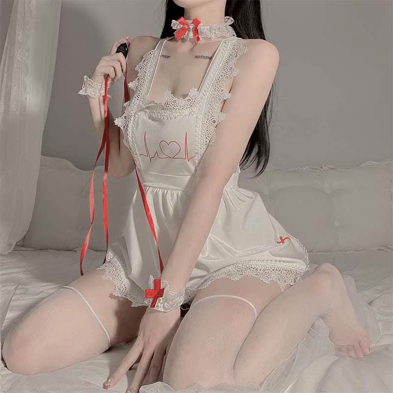 Cosplay Nurse Lace Backless Sexy Lingerie Dress