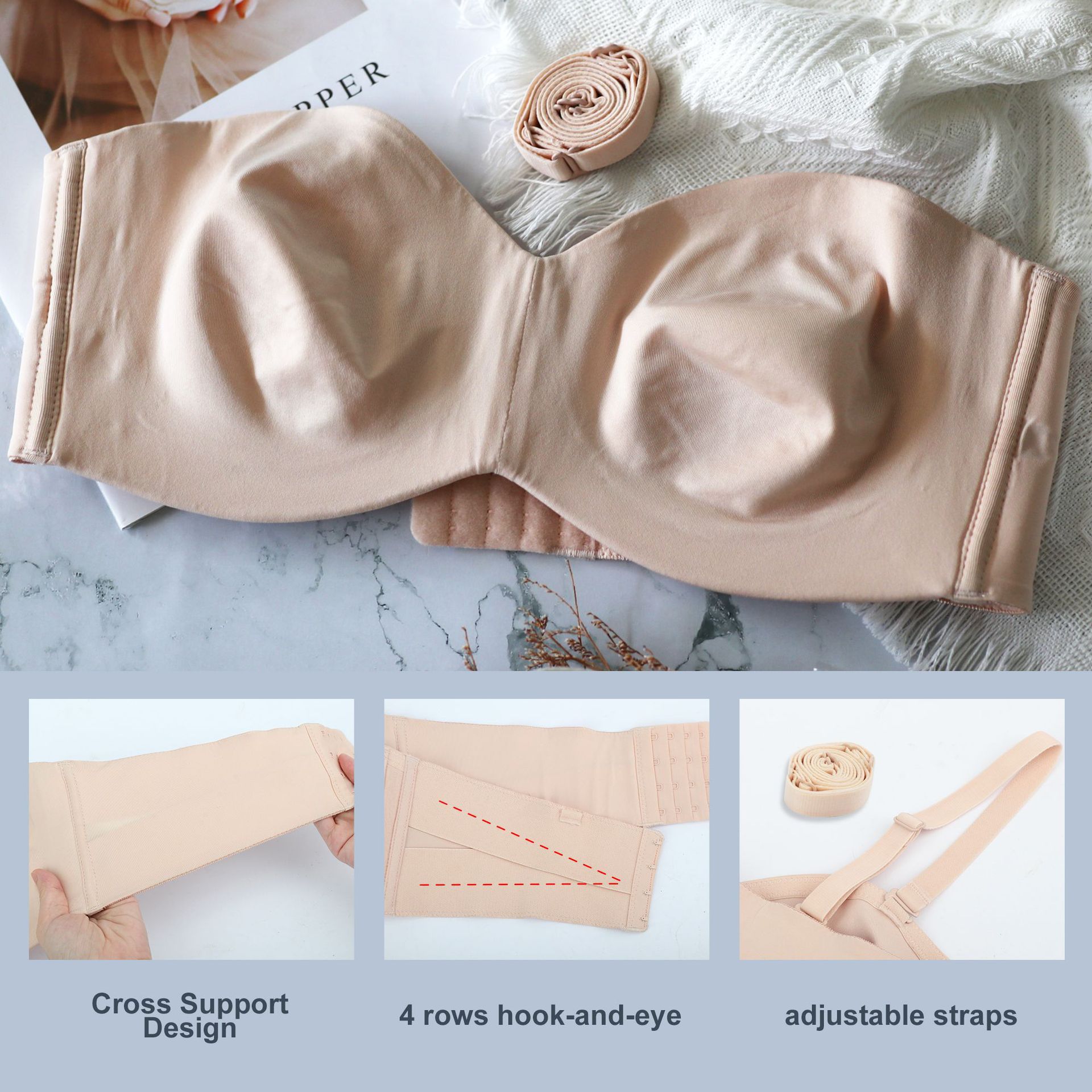 💥Last Day Promotion-[SAVE 50% OFF]--Full Support Non-Slip Convertible Bandeau Bra--BUY 2 GET 10% OFF & FREE SHIPPING