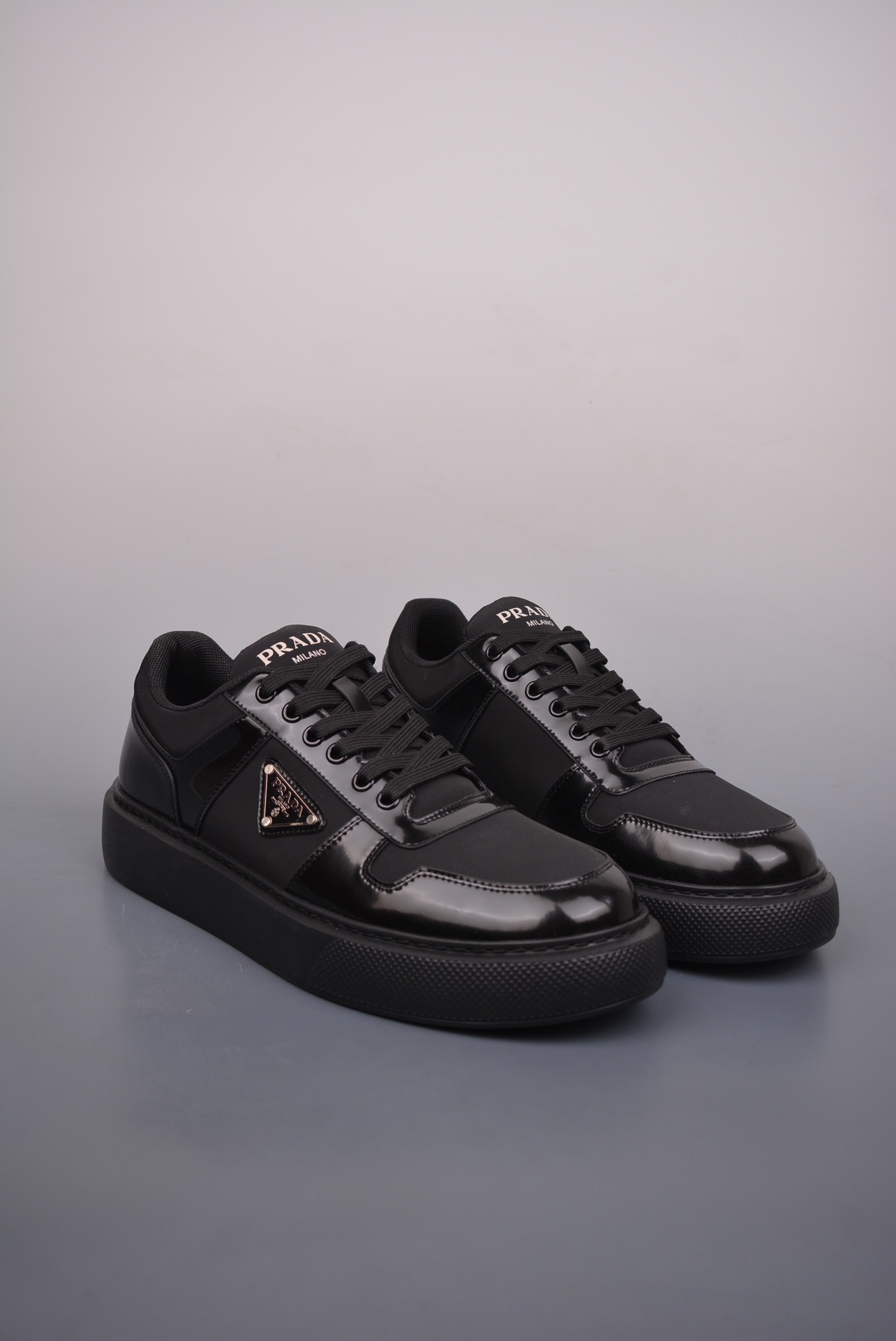 Prada Downtown Low Sneakers Glossy Black