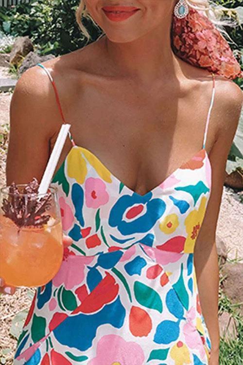 Heididress V Neck Floral Print Maxi Cami Dress