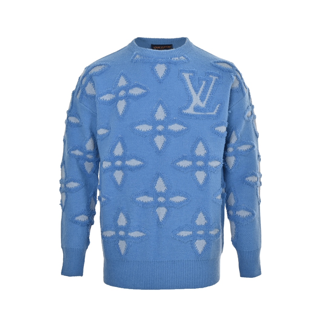 Louis Vuitton 24Fw jacquard four-leaf clover logo crewneck sweater