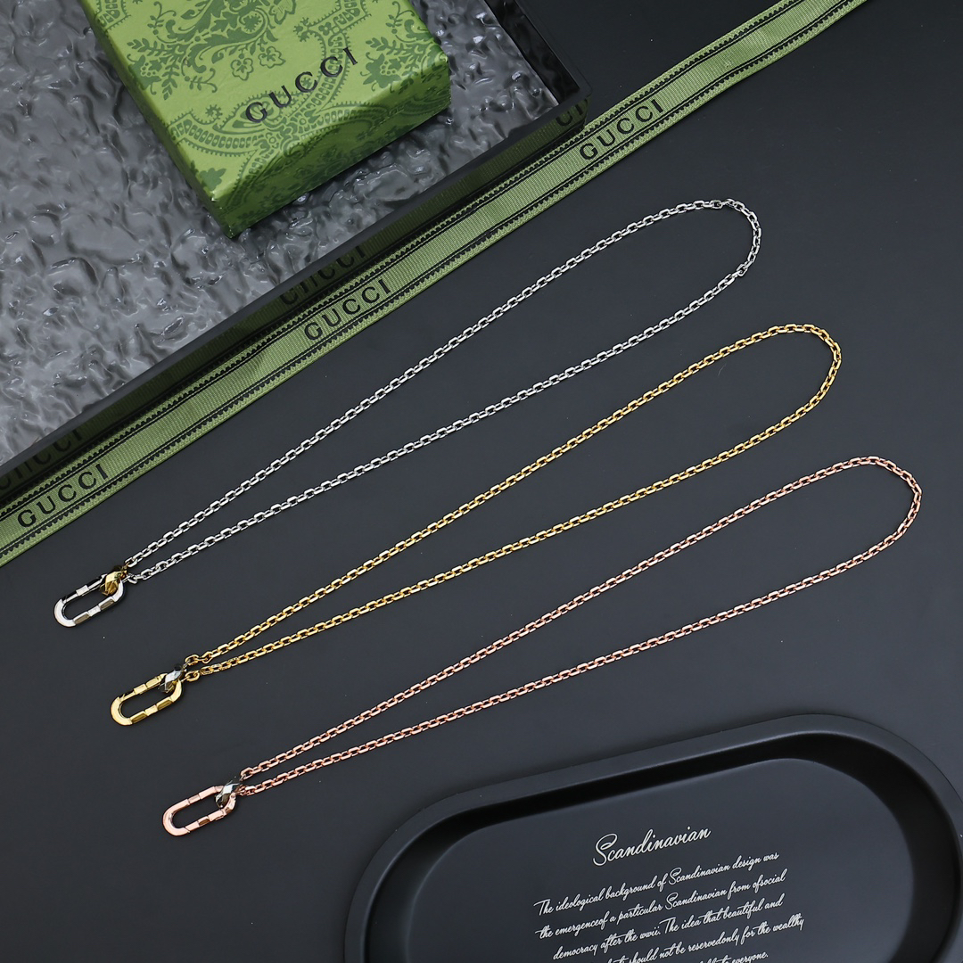 Gucci Link to Love series rose gold chain necklace