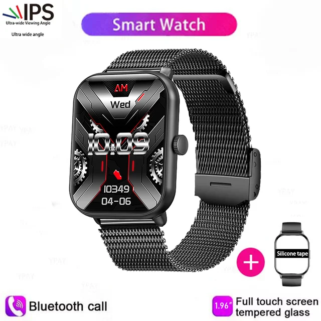 New Men's smartwatch HD Bluetooth Talk Temperature Monitor 1.96inch full screen Touch Multi-sport mode Women's Smartwatch + box