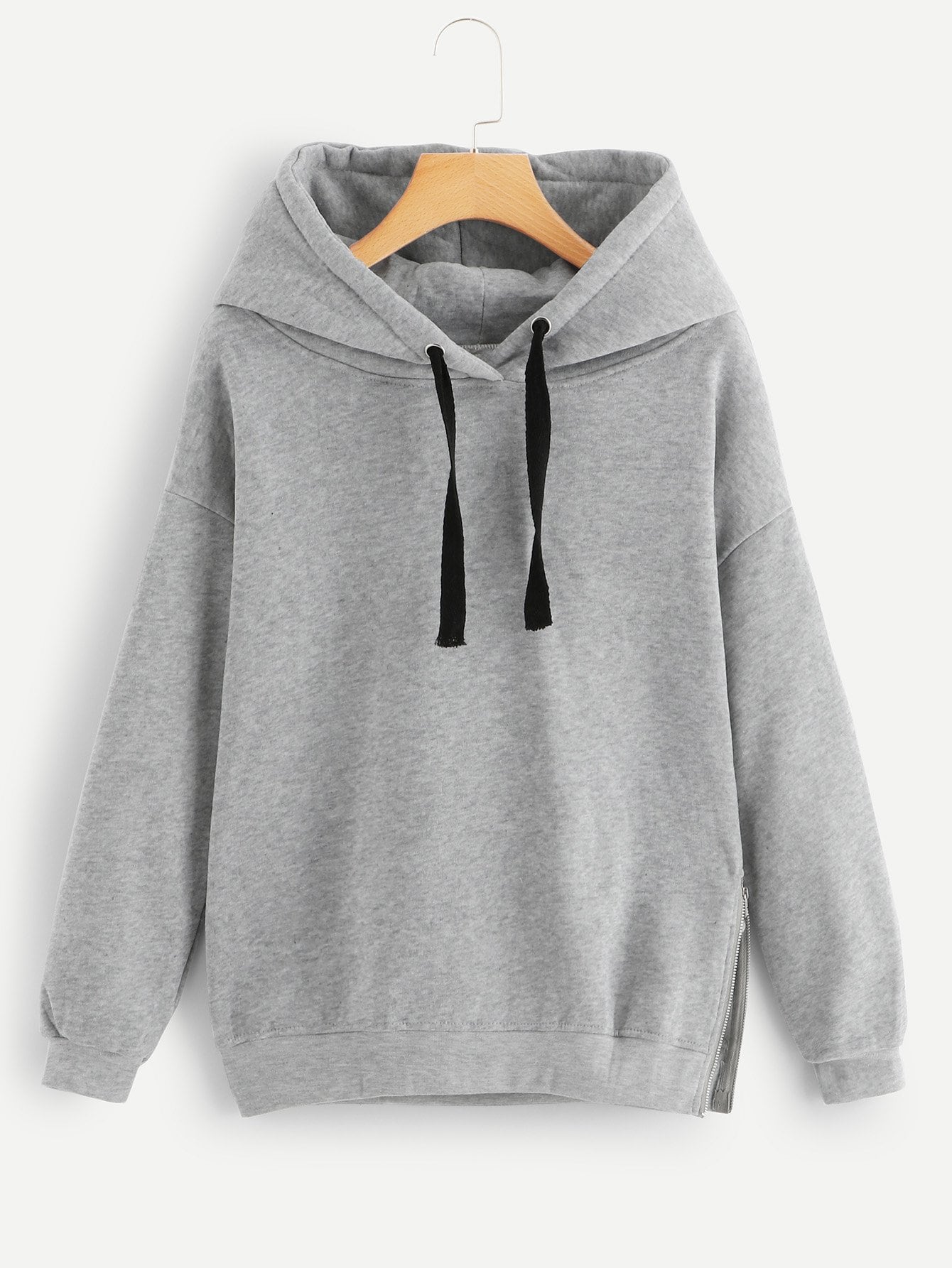 Drop Shoulder Drawstring Hooded Sweatshirt