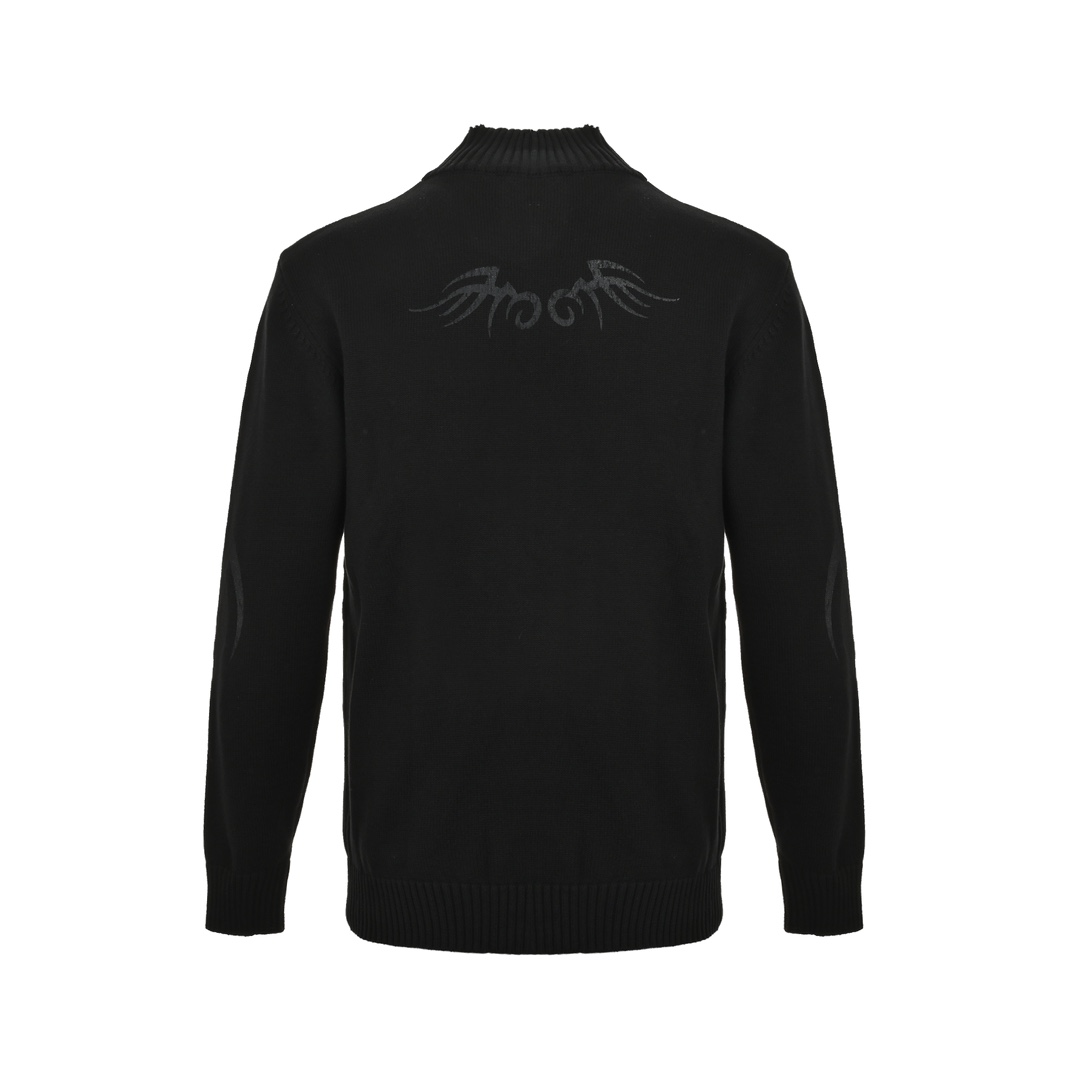 Balenciaga 24Fw Y2K Totem Rune Zipper Destruction Sweater