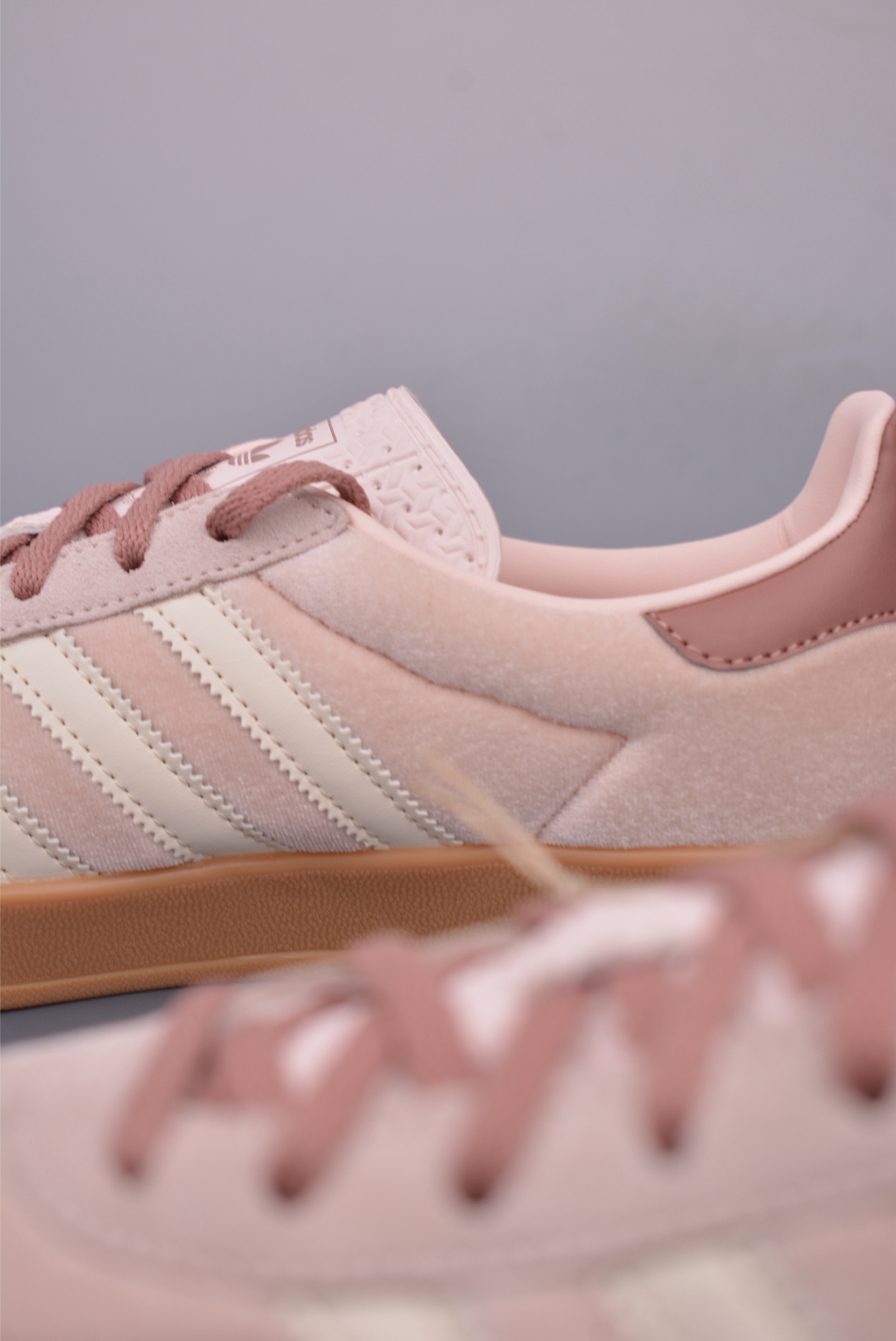 Adidas Gazelle Indoor Trainers Sneakers Velvet Coral Pink Brown Raw Rubber Sole JR0232