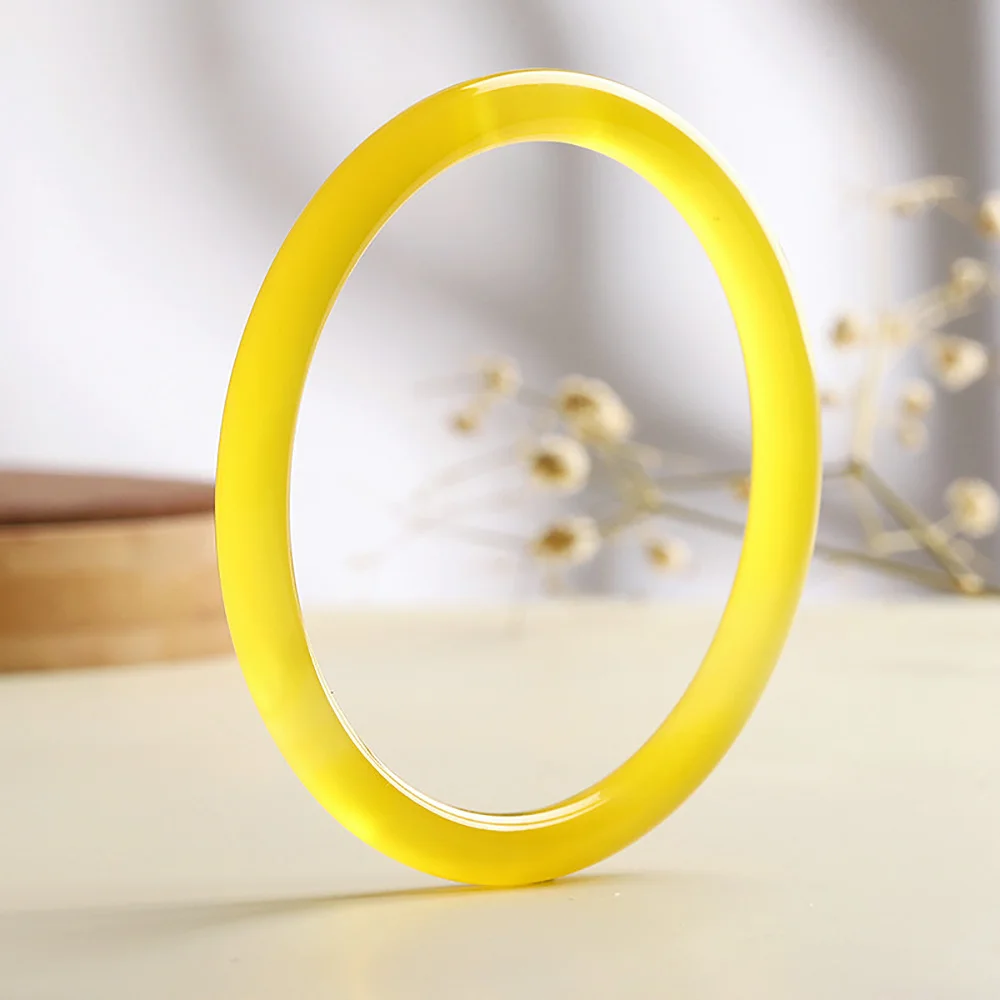Yellow Agate Bangle Natural Jade Fine Jewelry 6MM Elegant Bracelets For Women Fashion Accessories Holiday Gifts Free Shipping