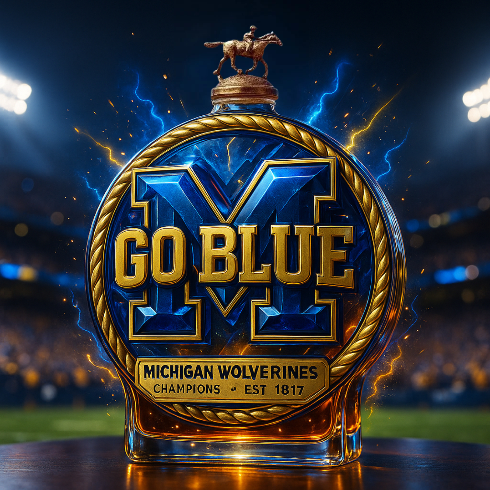 University of Michigan Wolverines Commemorative Whiskey Bottle