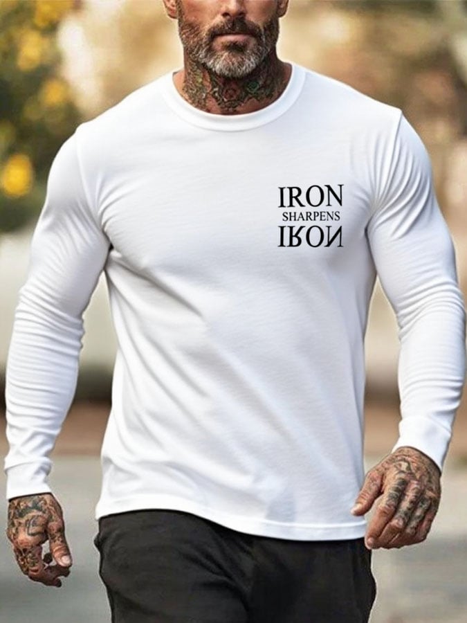 Men's Iron Sharpen Iron Printed Christian T-shirt
