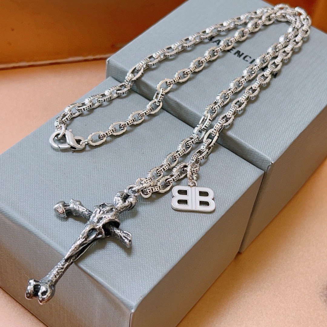 Balenciaga Bone Cross Vintage Necklace